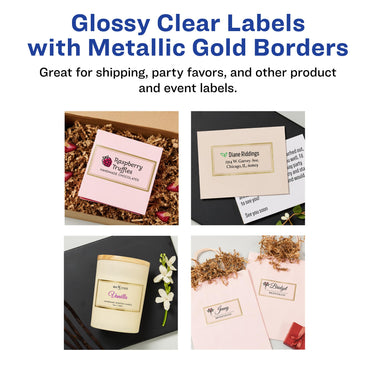Avery Glossy Clear Labels with Metallic Gold Label Borders, 2